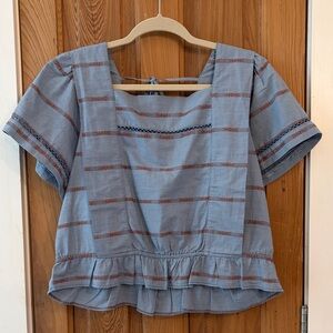 Treasure & Bond Blue and Red Striped Blouse